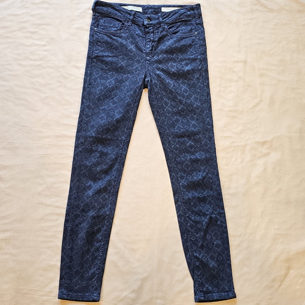Anthro Pilcro and the Letterpress Script Textured Pants Skinny Size 26 READ
